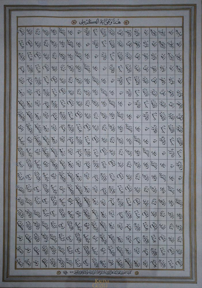 &copy; Fahrettin Bilgiç - Levha - Ayet-el Kürsi Vefk